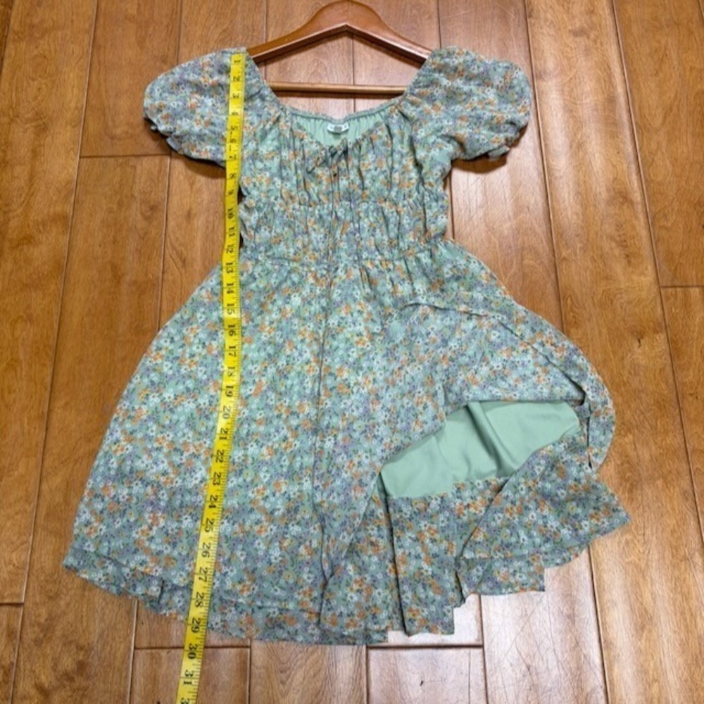 Women Babydoll Mini Dress Sz XS Cottagecore Coquette Milkmaid Boho Cowgirl Fairy - Picture 4 of 10
